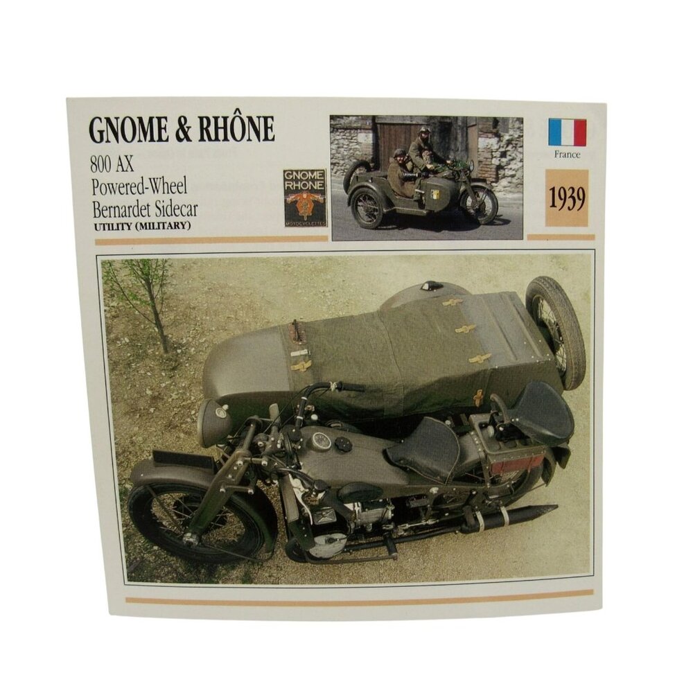 Gnome & Rhône 800 AX 1939 France Atlas Motorcycle Card